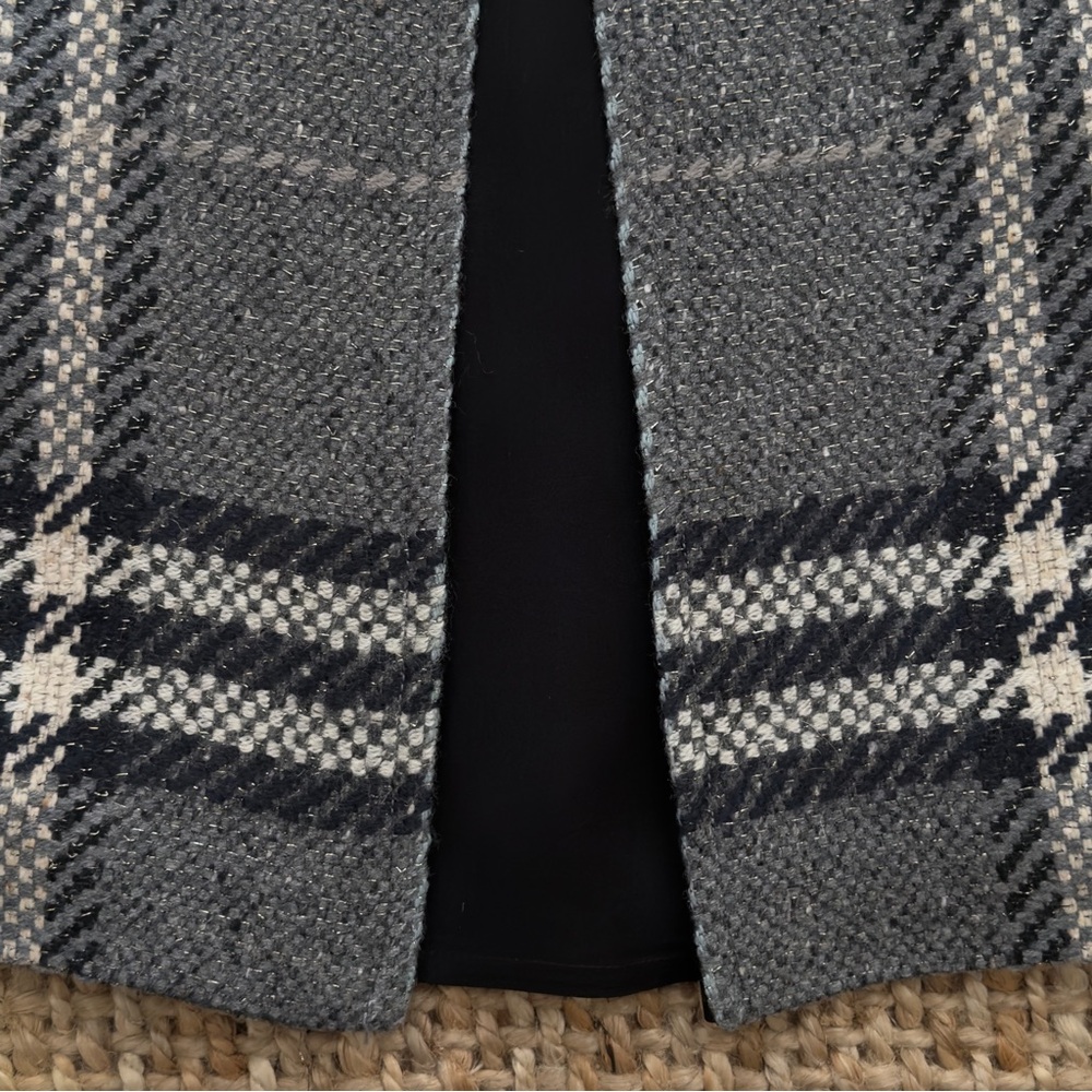 BURBERRY plaid Front-& Back Slit Wool Blend Skirt - Gray - Picture 9 of 16